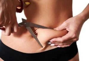 A fat belly picture when a woman gain weight