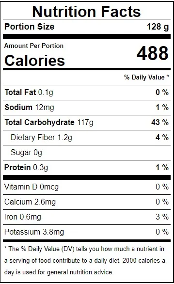 Conrstarch nutrition facts